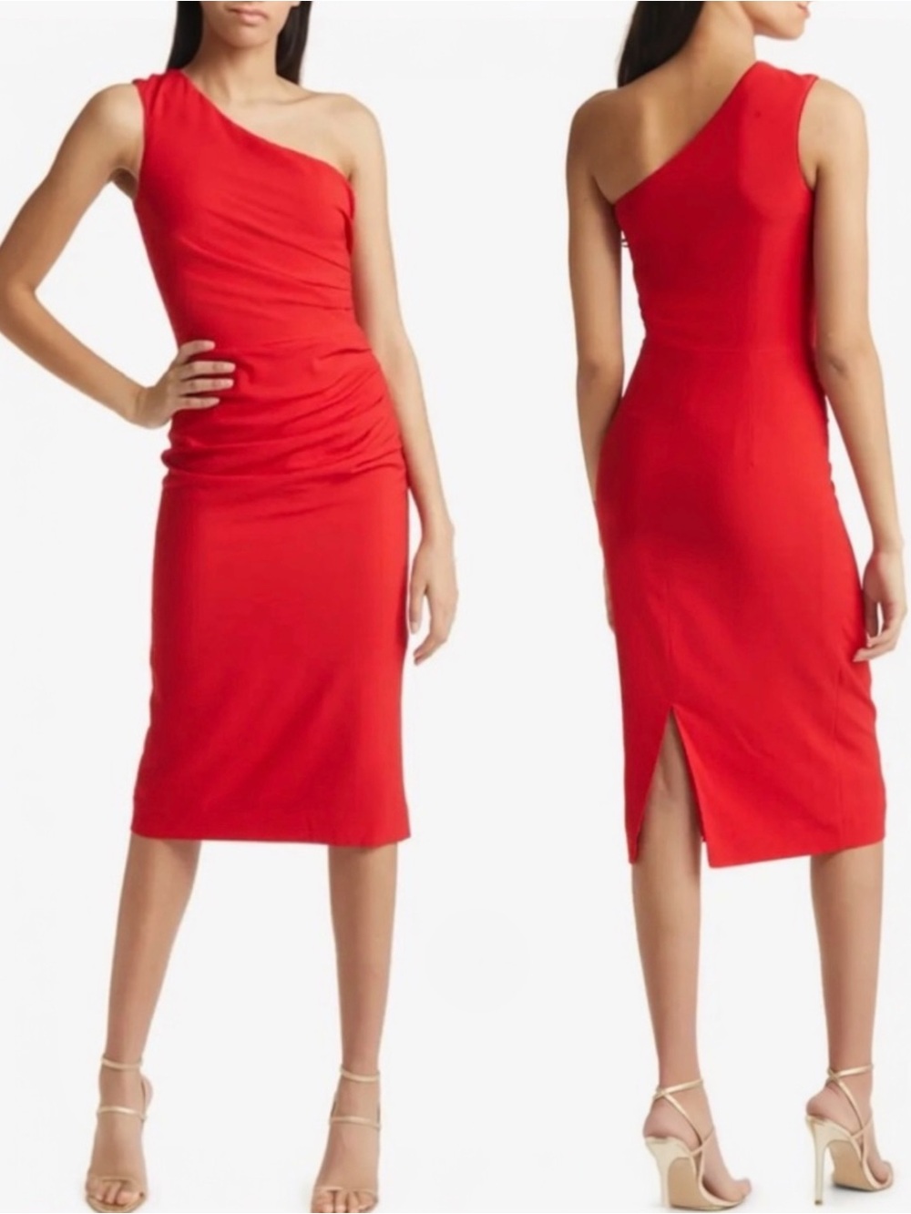 Dress the Population Martine Stretch Crepe One-Shoulder Sheath Res Mini Dress XS